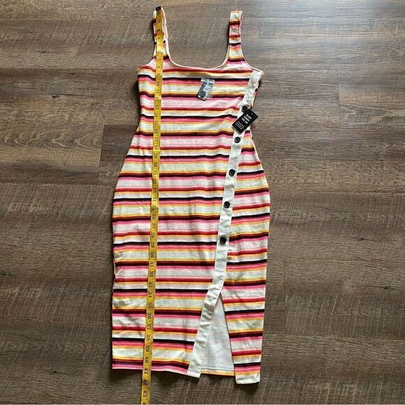 Express Bodycon Midi Dress NEW Stretchy Stripe Party Going Out XS - Picture 8 of 13